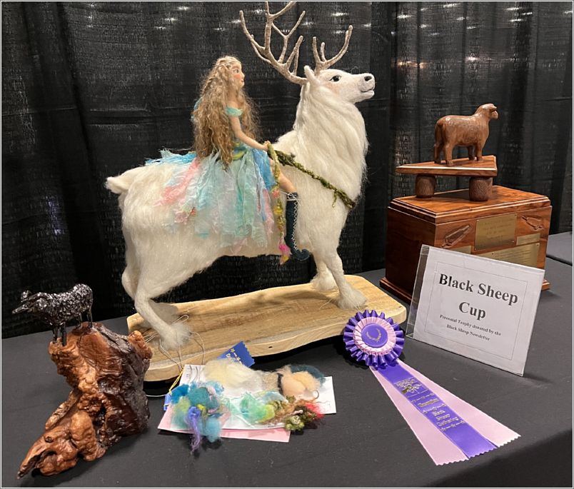  Karen Szewc’s award-winning needle-felted White Stag won Best of Show and Best Quality of Felting Entry for her efforts. Photo: Leslie Martin.